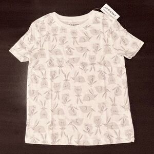 ON Old Navy Bunny Rabbit Ecru & Gray Todder 4T 100% Cotton T-shirt